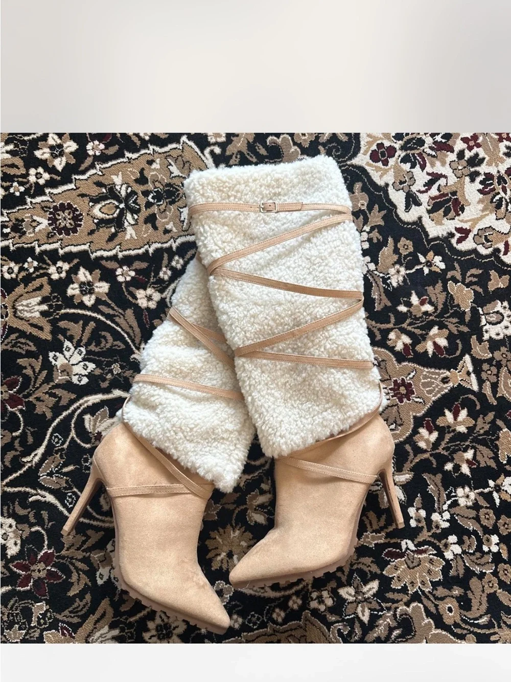 Tan Fur Knee High Boots